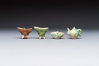 A group of ten Chinese glazed pottery mingqi, Ming