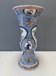 An exceptional polychrome Dutch Delft five-piece garniture in Chinese Kangxi style, first quarter 18th C.