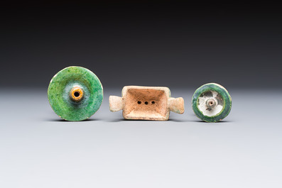 A group of ten Chinese glazed pottery mingqi, Ming