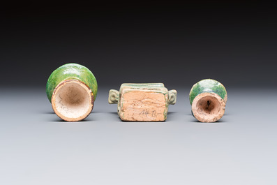 A group of ten Chinese glazed pottery mingqi, Ming