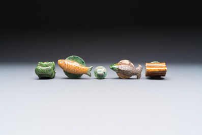 A group of ten Chinese glazed pottery mingqi, Ming