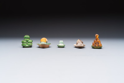 A group of ten Chinese glazed pottery mingqi, Ming