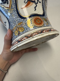 An exceptional polychrome Dutch Delft five-piece garniture in Chinese Kangxi style, first quarter 18th C.