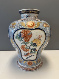 An exceptional polychrome Dutch Delft five-piece garniture in Chinese Kangxi style, first quarter 18th C.