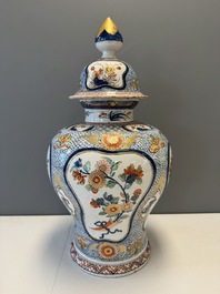 An exceptional polychrome Dutch Delft five-piece garniture in Chinese Kangxi style, first quarter 18th C.