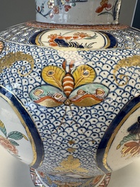 An exceptional polychrome Dutch Delft five-piece garniture in Chinese Kangxi style, first quarter 18th C.