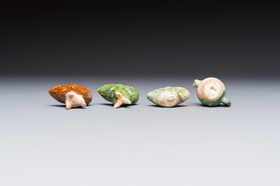 A group of ten Chinese glazed pottery mingqi, Ming
