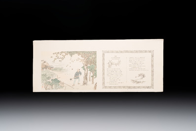 Sheets from Fables Choisies by Jean-Pierre Claris de Florian, illustrated woodblock prints by Japanese artists under Pierre Barboutau, 1895