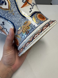 An exceptional polychrome Dutch Delft five-piece garniture in Chinese Kangxi style, first quarter 18th C.