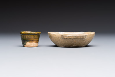 A group of ten Chinese glazed pottery mingqi, Ming