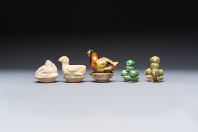 A group of ten Chinese glazed pottery mingqi, Ming