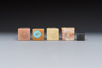 A group of 18 Chinese carved soapstone seals, 20th C.
