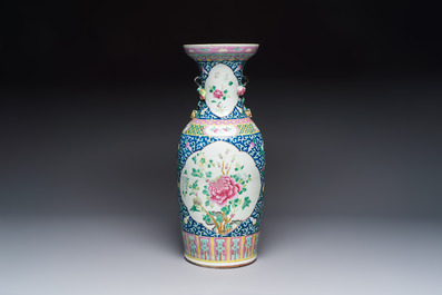 A Chinese famille rose vase with floral design, 19th C.