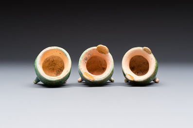 A group of ten Chinese glazed pottery mingqi, Ming