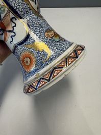 An exceptional polychrome Dutch Delft five-piece garniture in Chinese Kangxi style, first quarter 18th C.
