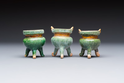 A group of ten Chinese glazed pottery mingqi, Ming