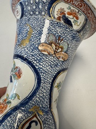 An exceptional polychrome Dutch Delft five-piece garniture in Chinese Kangxi style, first quarter 18th C.