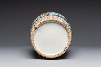 A Chinese famille rose vase with floral design, 19th C.