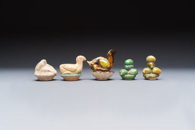 A group of ten Chinese glazed pottery mingqi, Ming