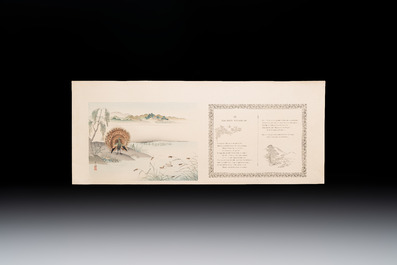 Sheets from Fables Choisies by Jean-Pierre Claris de Florian, illustrated woodblock prints by Japanese artists under Pierre Barboutau, 1895