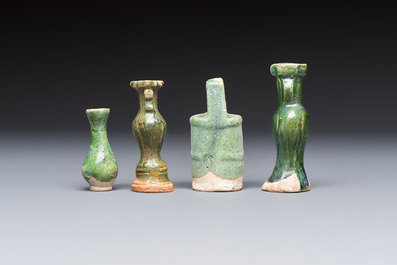 A group of ten Chinese glazed pottery mingqi, Ming