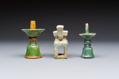 A group of ten Chinese glazed pottery mingqi, Ming