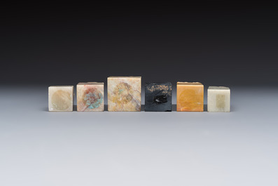 A group of 18 Chinese carved soapstone seals, 20th C.