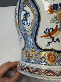 An exceptional polychrome Dutch Delft five-piece garniture in Chinese Kangxi style, first quarter 18th C.