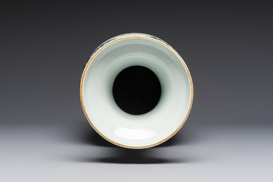 A Chinese famille rose vase with floral design, 19th C.