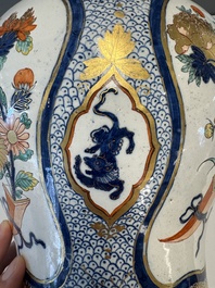 An exceptional polychrome Dutch Delft five-piece garniture in Chinese Kangxi style, first quarter 18th C.