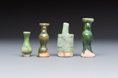 A group of ten Chinese glazed pottery mingqi, Ming