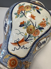 An exceptional polychrome Dutch Delft five-piece garniture in Chinese Kangxi style, first quarter 18th C.
