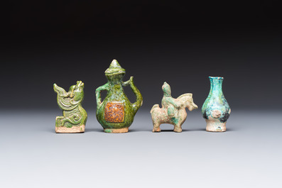 A group of ten Chinese glazed pottery mingqi, Ming