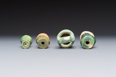 A group of ten Chinese glazed pottery mingqi, Ming