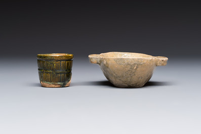 A group of ten Chinese glazed pottery mingqi, Ming