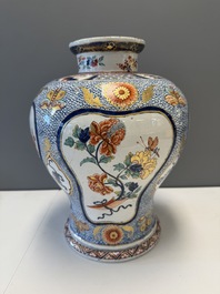 An exceptional polychrome Dutch Delft five-piece garniture in Chinese Kangxi style, first quarter 18th C.