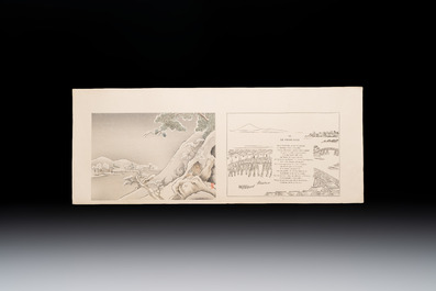 Sheets from Fables Choisies by Jean-Pierre Claris de Florian, illustrated woodblock prints by Japanese artists under Pierre Barboutau, 1895
