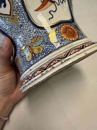 An exceptional polychrome Dutch Delft five-piece garniture in Chinese Kangxi style, first quarter 18th C.