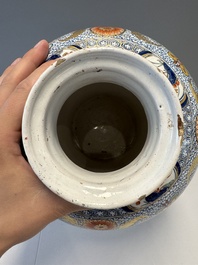 An exceptional polychrome Dutch Delft five-piece garniture in Chinese Kangxi style, first quarter 18th C.