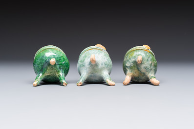 A group of ten Chinese glazed pottery mingqi, Ming