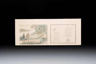 Sheets from Fables Choisies by Jean-Pierre Claris de Florian, illustrated woodblock prints by Japanese artists under Pierre Barboutau, 1895