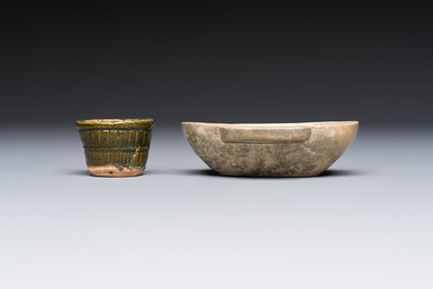 A group of ten Chinese glazed pottery mingqi, Ming