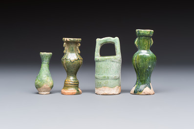 A group of ten Chinese glazed pottery mingqi, Ming