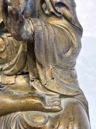A Chinese gilt-lacquered wooden seated Bodhisattva, Ming