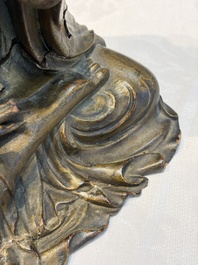 A Chinese gilt-lacquered wooden seated Bodhisattva, Ming