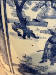 A Chinese blue and white vase with narrative design, Kangxi