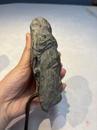 A Gandhara grey schist relief fragment of a Bodhisattva head, 3rd/4th C.