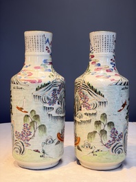 A pair of fine Chinese famille rose 'Ode to the Red Cliff' vases, Hongwu mark, Daoguang