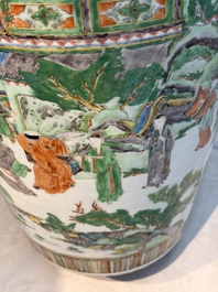 A large Chinese famille verte vase with figures in a garden, 19th C.