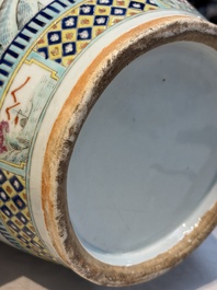 A Chinese famille rose vase with narrative design, 19th C.